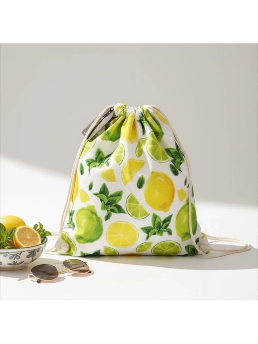 🍋 Citrus Beach Towel & Drawstring Backpack Set | NWT